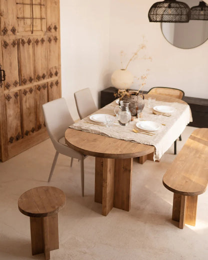 Mesa de comedor de madera maciza ovalada en varios colores i medidas