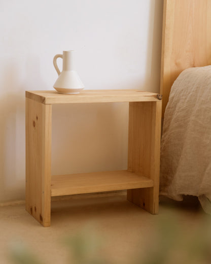 Mesita de Noche de Madera Natural Maciza Calella