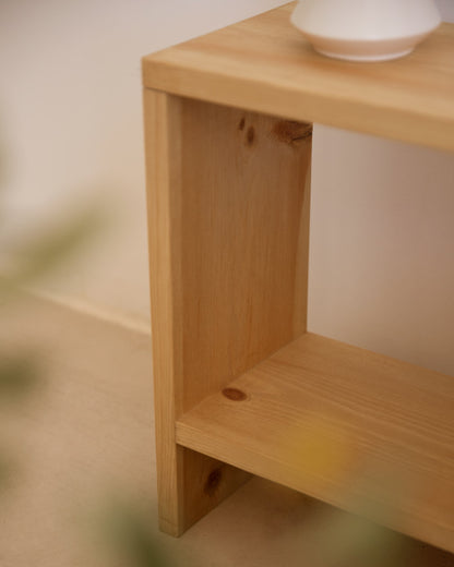 Mesita de Noche de Madera Natural Maciza Calella