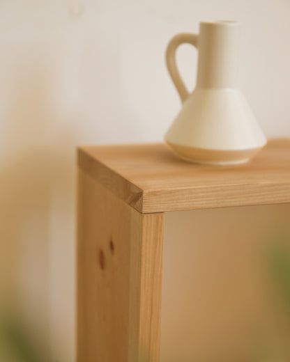 Mesita de Noche de Madera Natural Maciza Calella