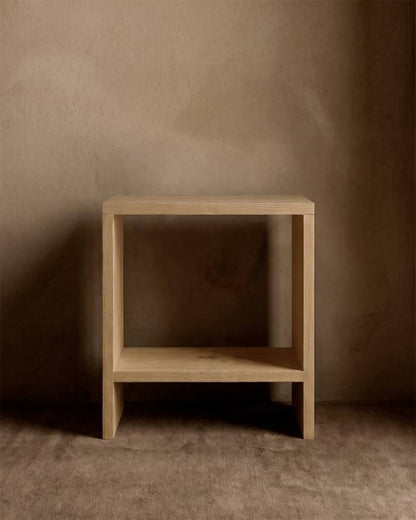 Mesita de Noche de Madera Natural Maciza Calella