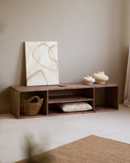 Mueble TV de madera maciza en color roble medio de 160x40cm