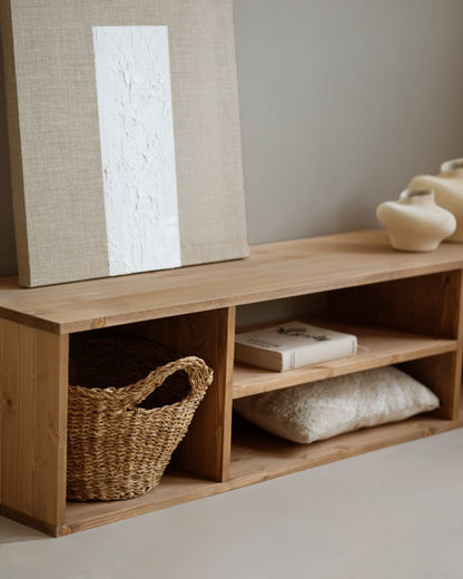 Mueble TV de madera maciza en color roble medio de 160x40cm