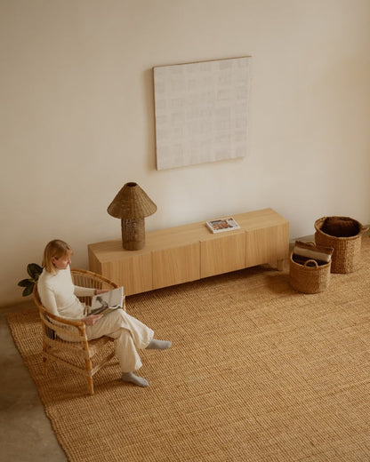 Mueble TV de chapa de madera de roble en color natural 160x40 cm