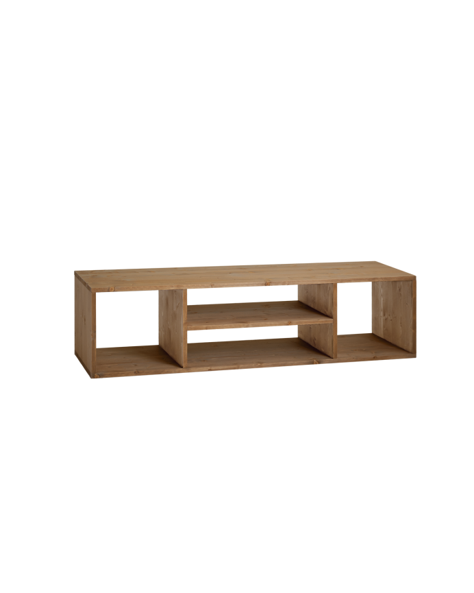 Mueble TV de madera maciza en color roble medio de 160x40cm