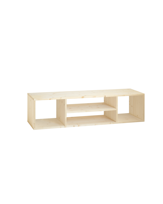 Mueble TV de madera maciza en color roble medio de 160x40cm