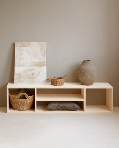 Mueble TV de madera maciza en color roble medio de 160x40cm