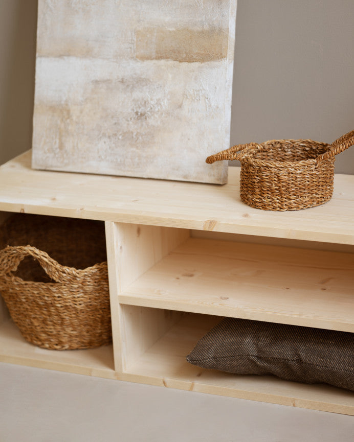 Mueble TV de madera maciza en color roble medio de 160x40cm