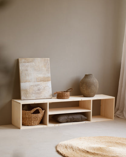 Mueble TV de madera maciza en color roble medio de 160x40cm