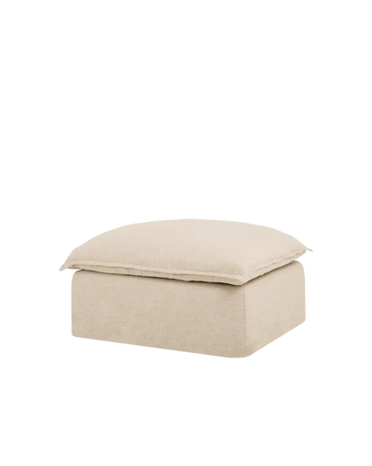 Puff de algodón y lino Castell, desenfundable de 90x72cm