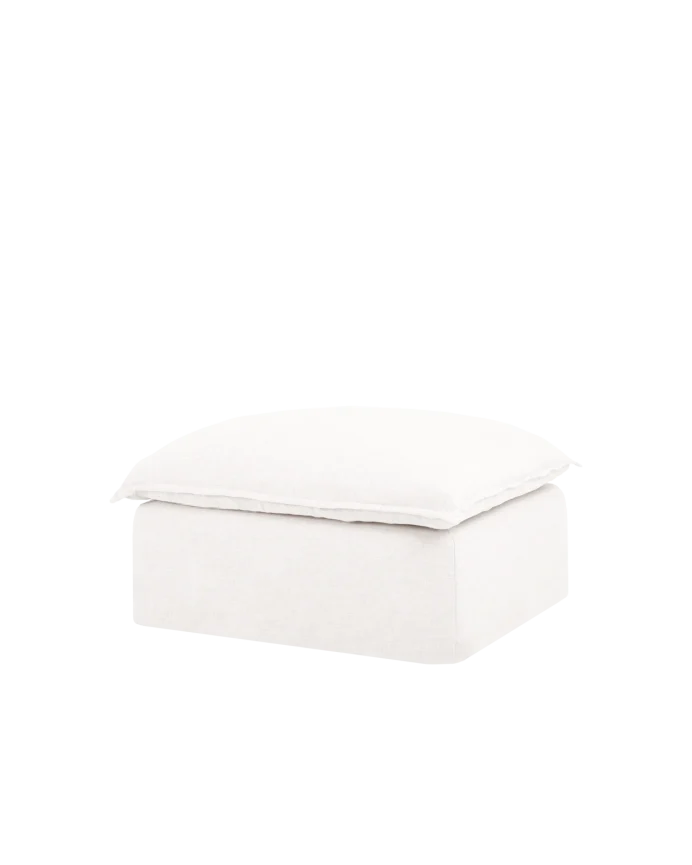 Puff de algodón y lino Castell, desenfundable de 90x72cm