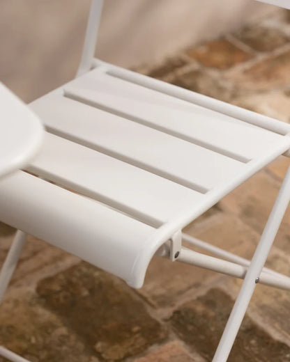 Set de 2 sillas y mesa para exterior, de aluminio en Blanco mate