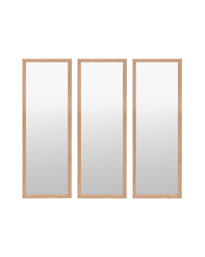 Set de 3 espejos de pared rectangulares de madera de 90x30cm