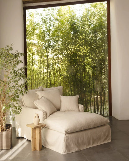 Sillón de algodón y lino Castell, desenfundable de 115x170cm