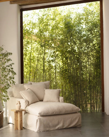 Sillón de algodón y lino Castell, desenfundable de 115x170cm