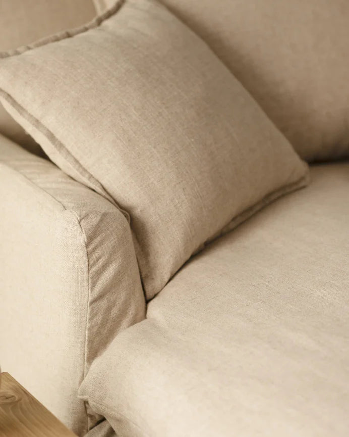 Sillón de algodón y lino Castell, desenfundable de 115x170cm