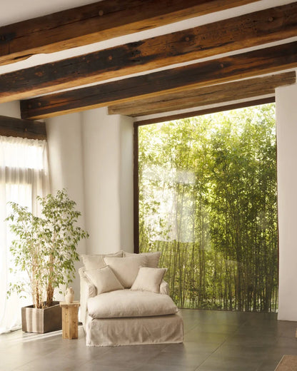 Sillón de algodón y lino Castell, desenfundable de 115x170cm