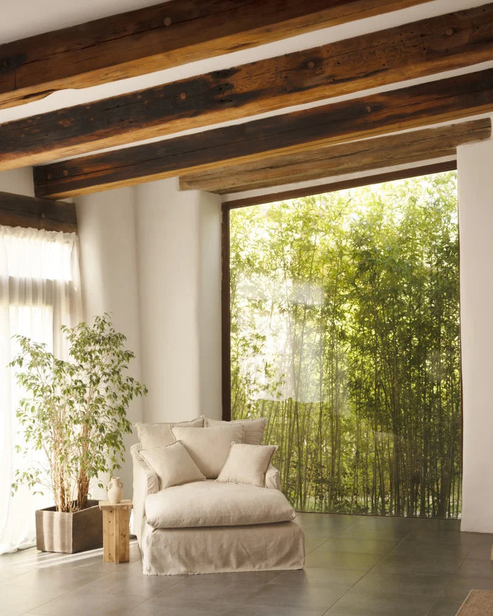 Sillón de algodón y lino Castell, desenfundable de 115x170cm