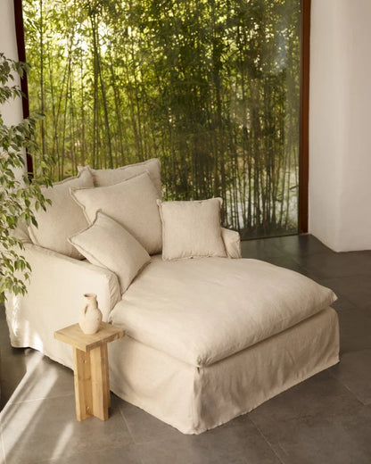 Sillón de algodón y lino Castell, desenfundable de 115x170cm