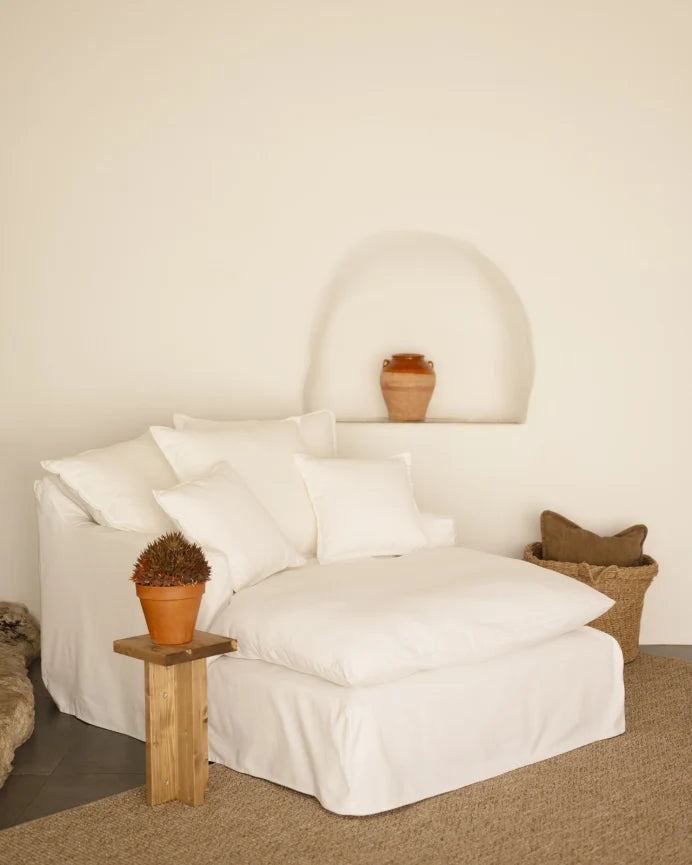 Sillón de algodón y lino Castell, desenfundable de 115x170cm