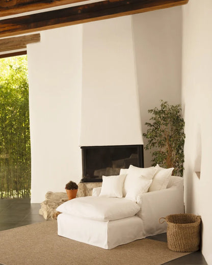 Sillón de algodón y lino Castell, desenfundable de 115x170cm