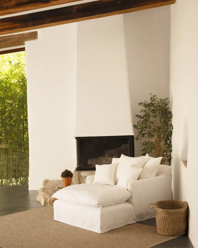 Sillón de algodón y lino Castell, desenfundable de 115x170cm