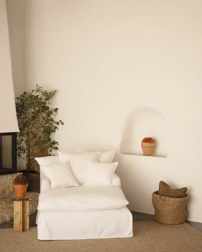 Sillón de algodón y lino Castell, desenfundable de 115x170cm
