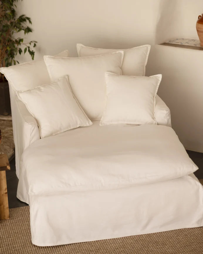 Sillón de algodón y lino Castell, desenfundable de 115x170cm