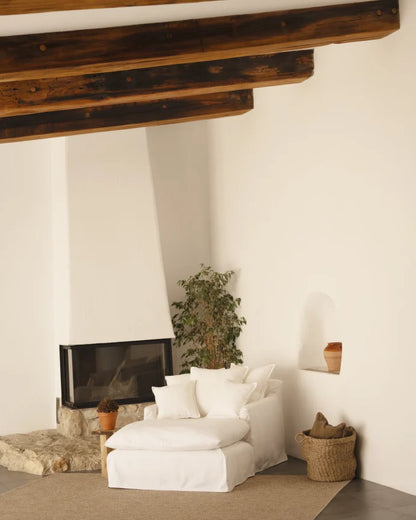 Sillón de algodón y lino Castell, desenfundable de 115x170cm