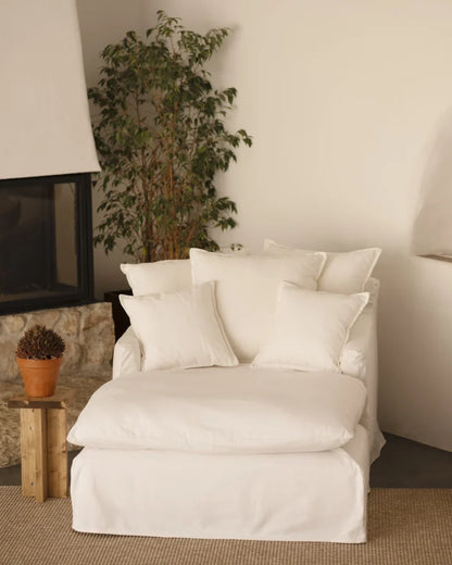 Sillón de algodón y lino Castell, desenfundable de 115x170cm