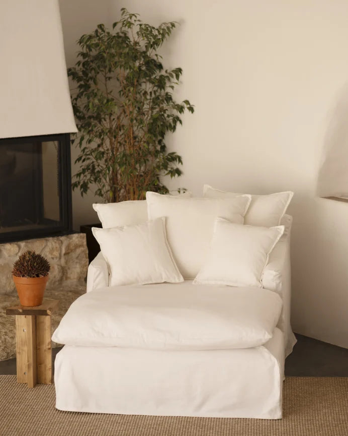 Sillón de algodón y lino Castell, desenfundable de 115x170cm