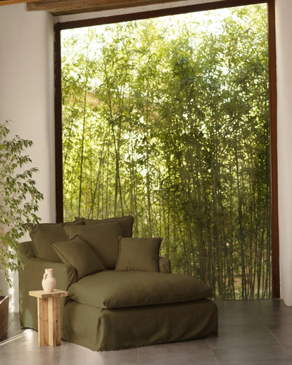Sillón de algodón y lino Castell, desenfundable de 115x170cm