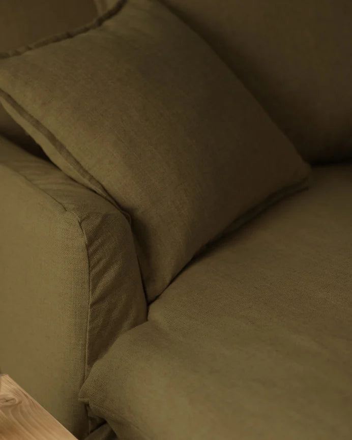 Sillón de algodón y lino Castell, desenfundable de 115x170cm