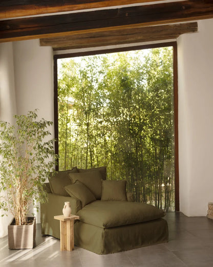 Sillón de algodón y lino Castell, desenfundable de 115x170cm