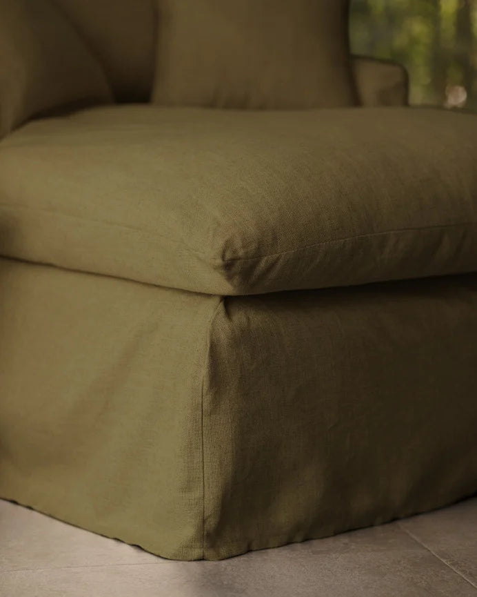 Sillón de algodón y lino Castell, desenfundable de 115x170cm