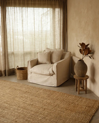 Sillón de algodón y lino Castell, desenfundable de 98x90cm