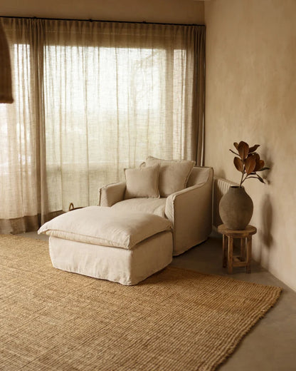 Sillón de algodón y lino Castell, desenfundable de 98x90cm