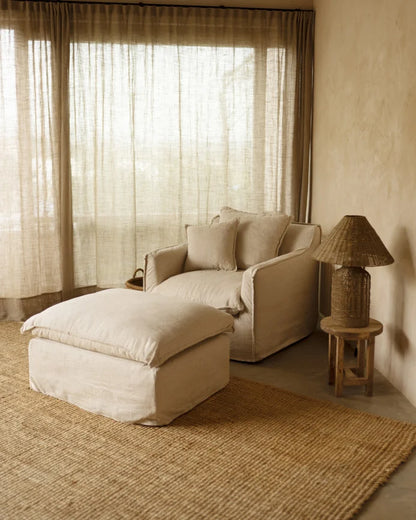 Sillón de algodón y lino Castell, desenfundable de 98x90cm