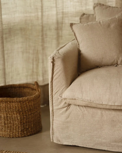 Sillón de algodón y lino Castell, desenfundable de 98x90cm