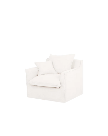 Sillón de algodón y lino Castell, desenfundable de 98x90cm