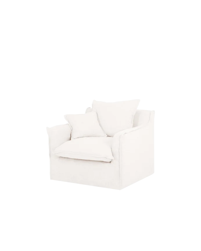 Sillón de algodón y lino Castell, desenfundable de 98x90cm