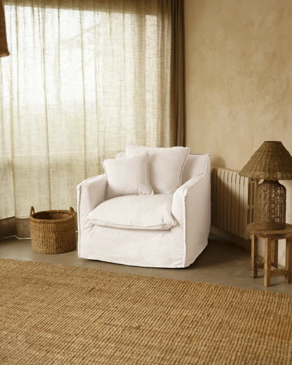 Sillón de algodón y lino Castell, desenfundable de 98x90cm