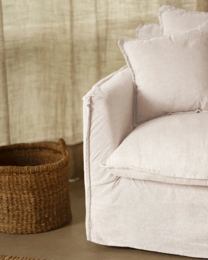 Sillón de algodón y lino Castell, desenfundable de 98x90cm