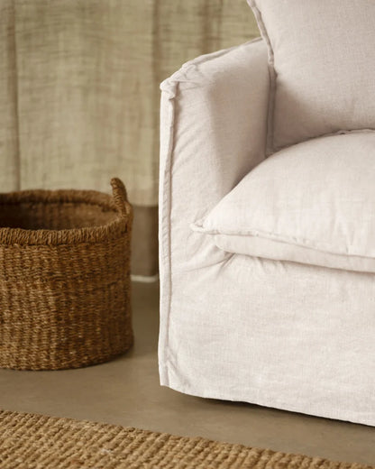 Sillón de algodón y lino Castell, desenfundable de 98x90cm