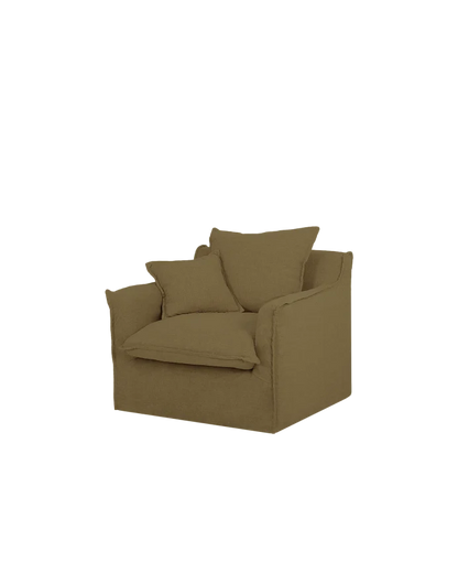 Sillón de algodón y lino Castell, desenfundable de 98x90cm