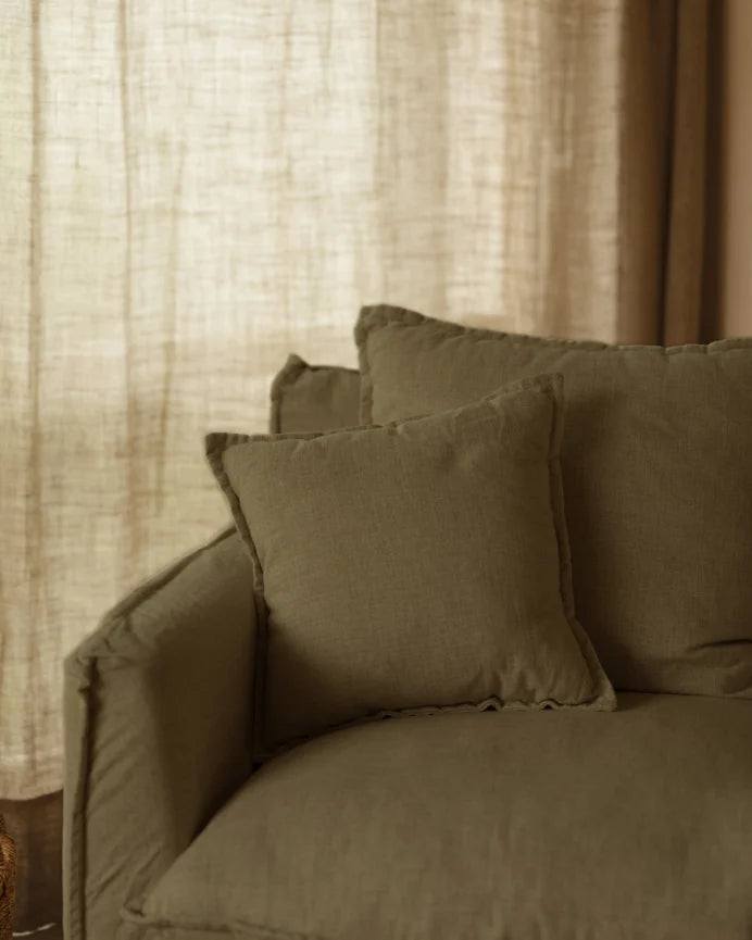 Sillón de algodón y lino Castell, desenfundable de 98x90cm
