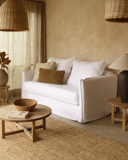 Sofá Cama Castell, Desenfundable con sistema italiano de lino y algodón 185x95cm