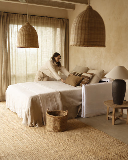 Sofá Cama Castell, Desenfundable con sistema italiano de lino y algodón 185x95cm
