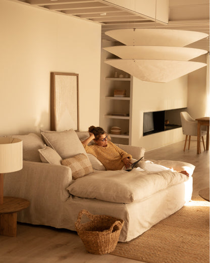 Sofá Castell fondo largo de algodón y lino desenfundable 2-3 plazas