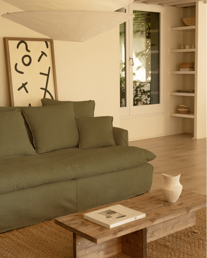 Sofá Castell fondo medio de algodón y lino desenfundable 2-3 plazas